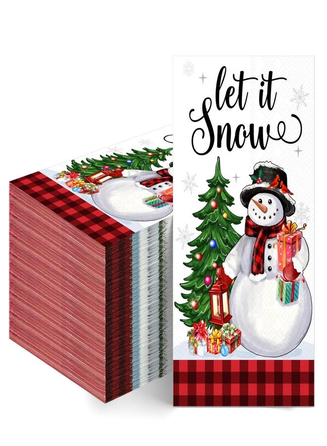 Fayoo 100Pcs Christmas Snowman Paper Napkins -Disposable Decorative Guest Napkins for Christmas Dinner Party Supplies (7.87 x 4.3 lnch) - Image 1